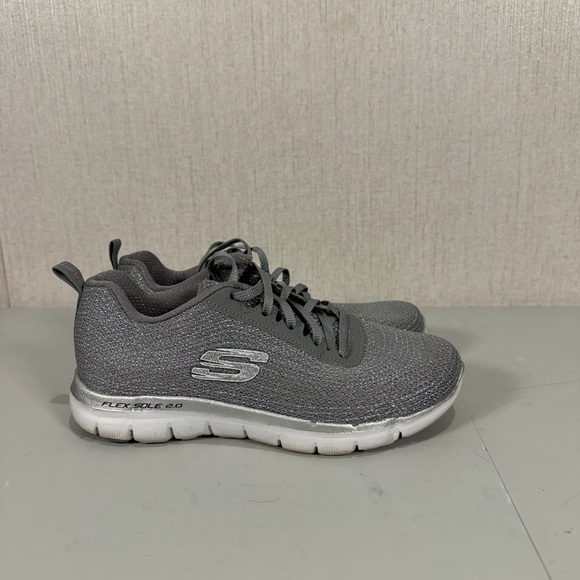 Skechers Men's Charcoal and Silver Sneakers - Picture 5 of 12